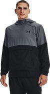  WOVEN ASYM ZIP PULLOVER, L, 012 PITCH GRAY